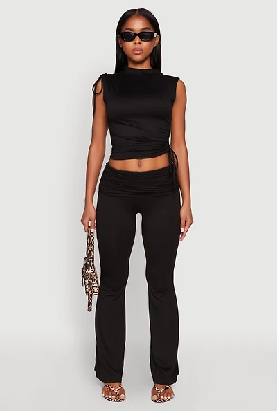 Ruched Flare Leg Pants