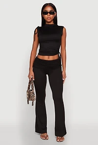 Ruched Flare Leg Pants