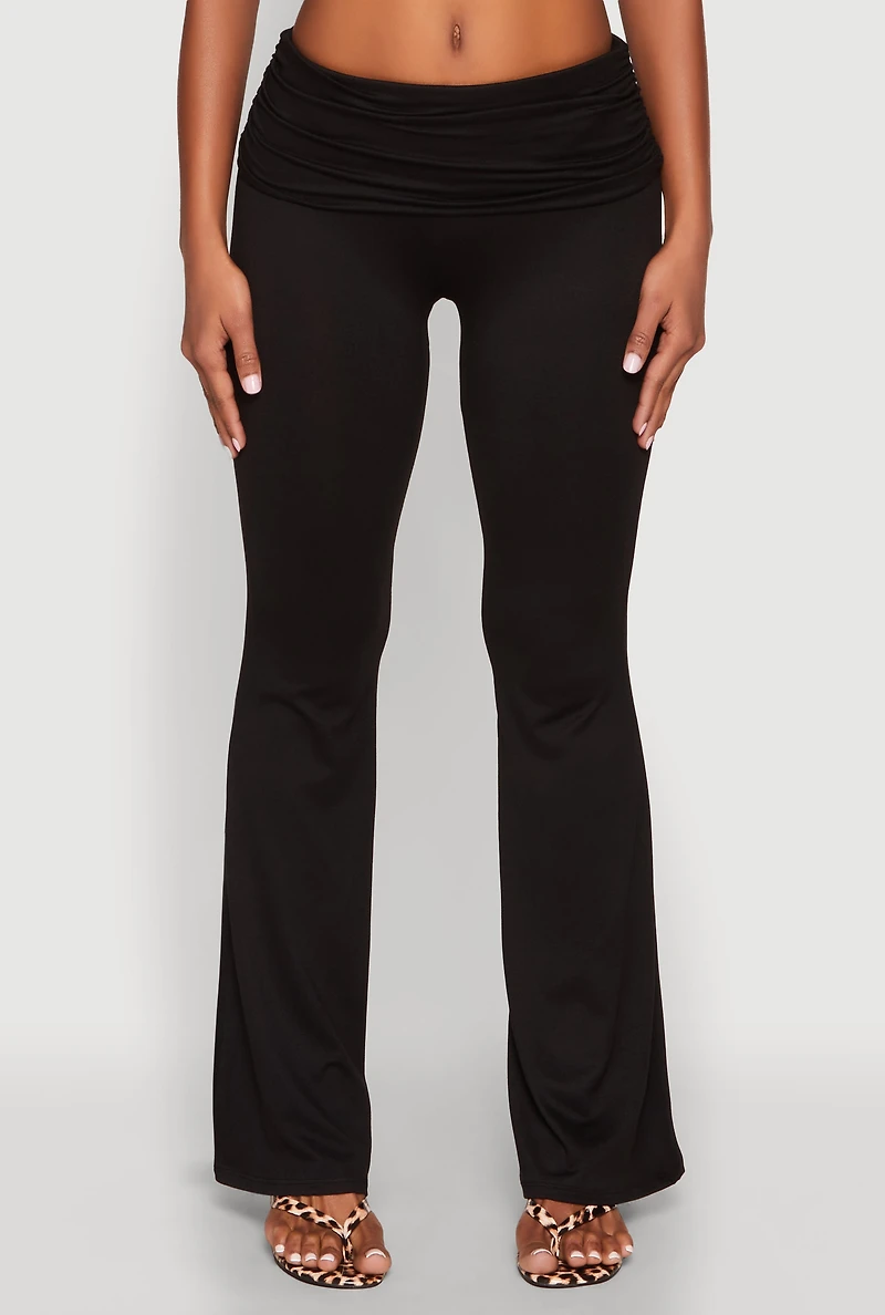 Ruched Flare Leg Pants