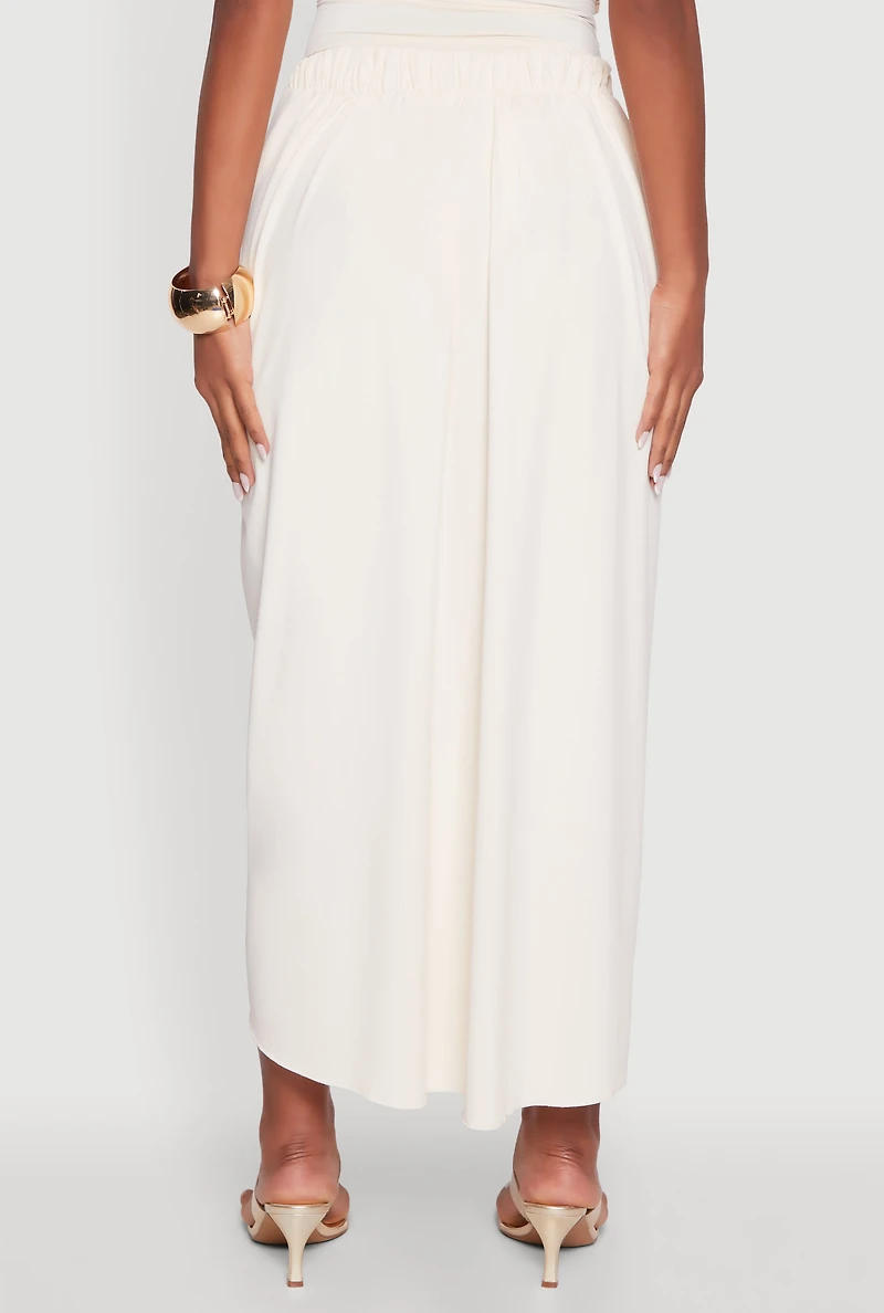 Womens Twist Front Tulip Swim Skirt, Khaki, Size S