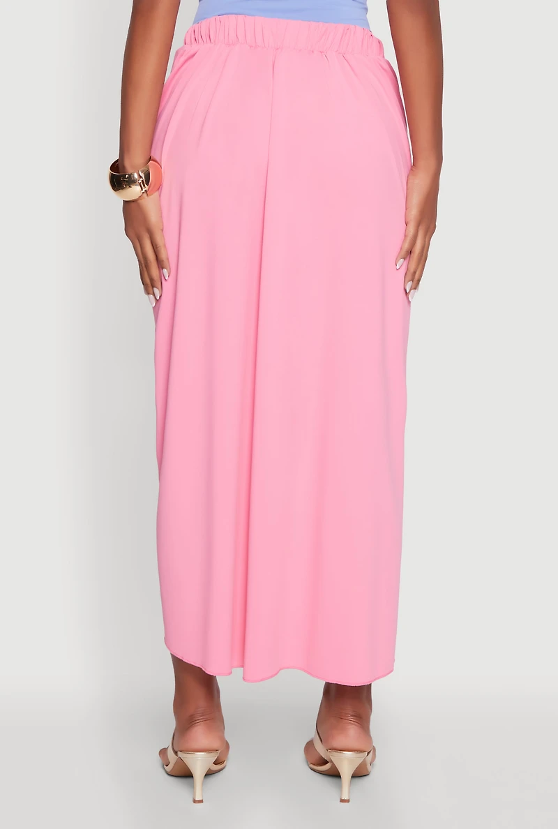 Womens Twist Front Tulip Swim Skirt, Pink, Size XL