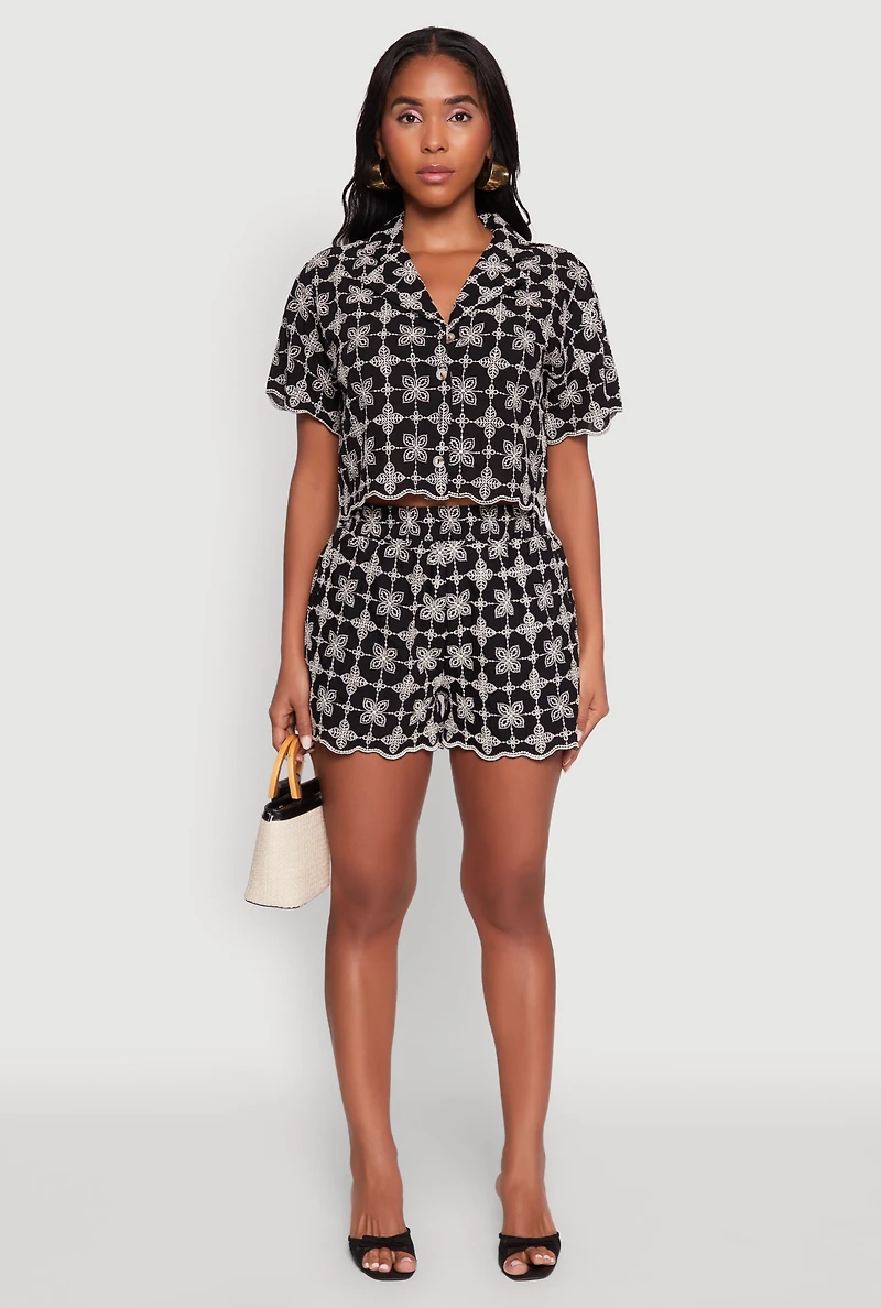 Womens Patterned Decorative Stitch Shirt, Multi, Size S
