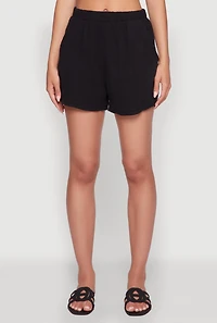 Womens Trendy Gauze Knit Shorts for Casual Summer Wear, Black,