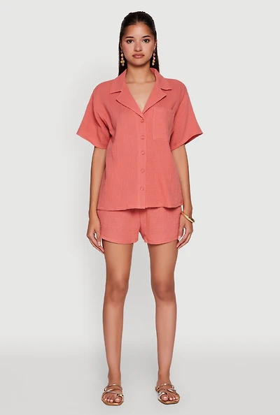 Womens Trendy Gauze Knit Shorts for Casual Summer Wear,