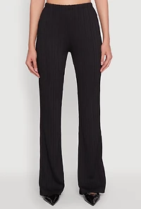 Womens High Waisted Textured Knit Boot Cut Pants,