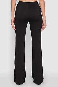 Womens High Waisted Textured Knit Boot Cut Pants,