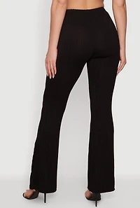 High Waisted Textured Knit Boot Cut Pants