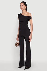 Textured Knit One Shoulder Crop Top