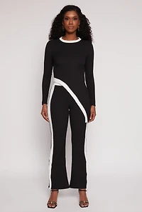 Womens Textured Knit Asymmetrical Top, S