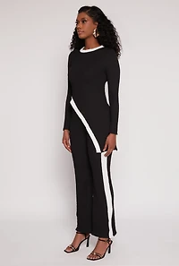 Womens Textured Knit Asymmetrical Top, S
