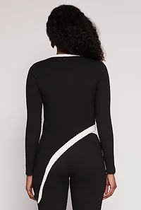 Womens Textured Knit Asymmetrical Top, M