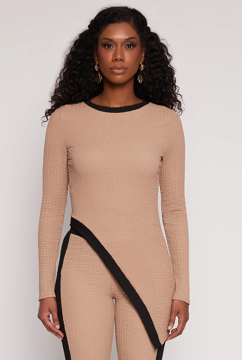 Textured Knit Asymmetrical Top