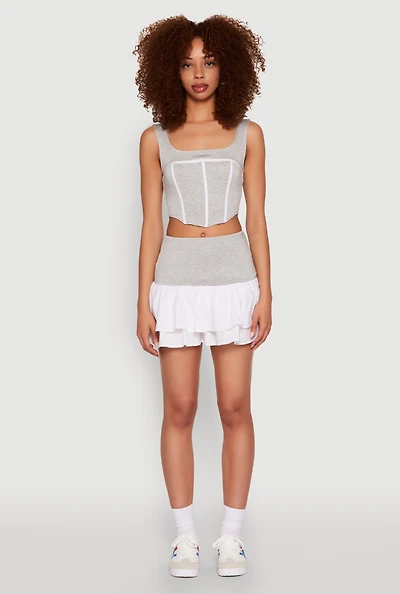 Womens Color Block Ruffled Tiered Mini Skirt, Multi, Size S