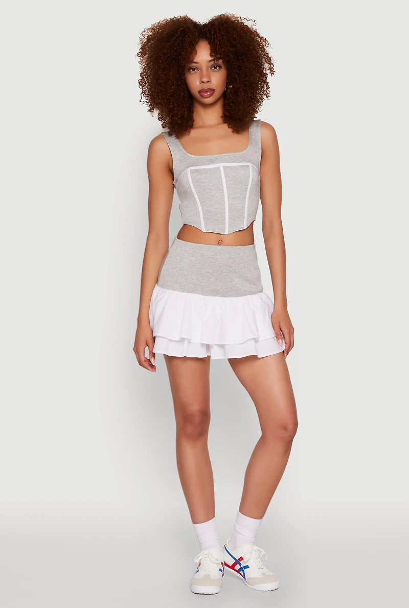 Contrast Corset Detail Crop Top