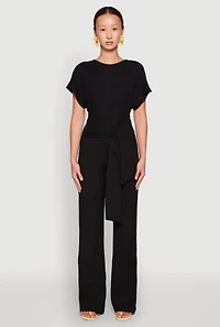 Tie Front Textured Knit Top