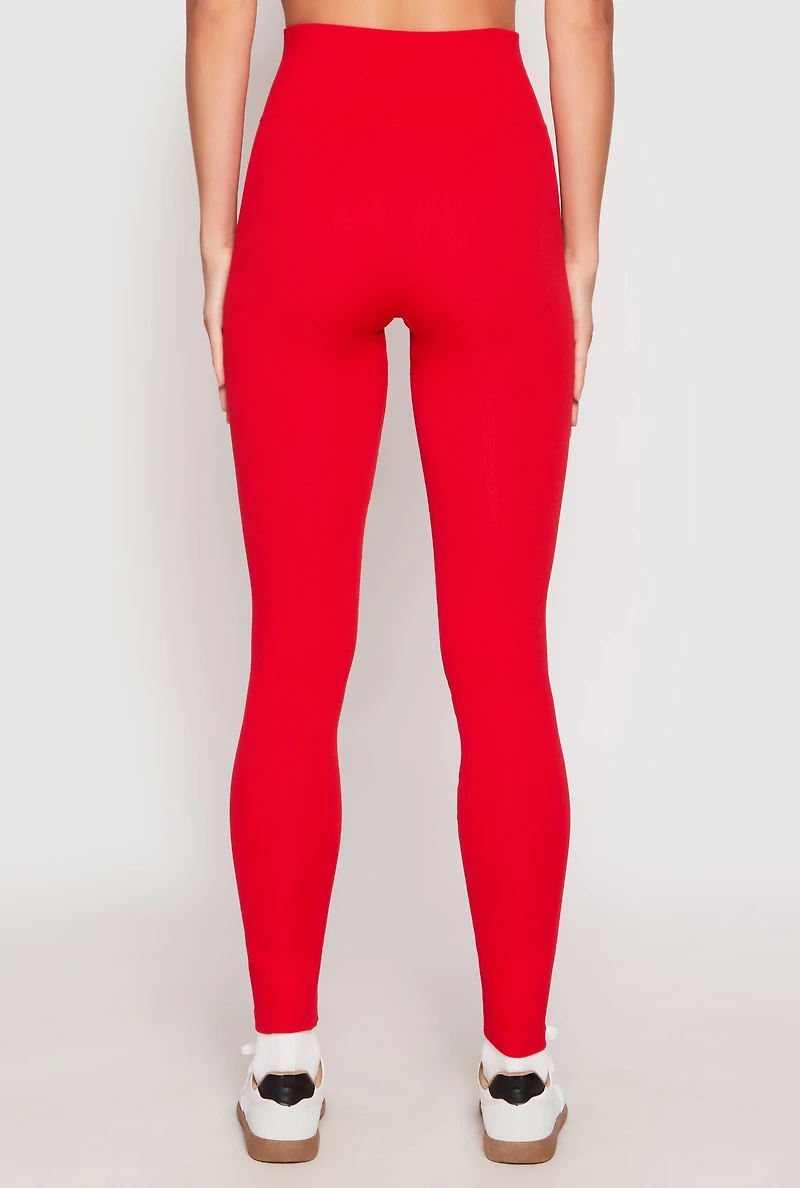 Womens Seamless Lace Up Leggings, Red, Size M-L