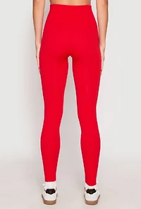 Womens Seamless Lace Up Leggings, Red, Size M-L