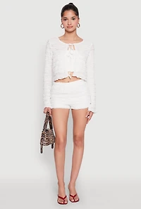 Textured Knit Tie Front Cardigan with Tube Top