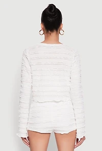 Textured Knit Tie Front Cardigan with Tube Top