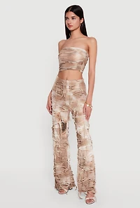 Slashed Acid Wash Cropped Mesh Tube Top