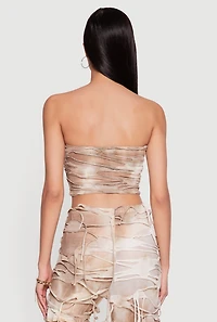 Slashed Acid Wash Cropped Mesh Tube Top