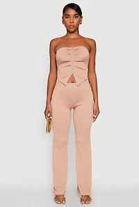 Womens Ruched Textured Knit Tube Top,