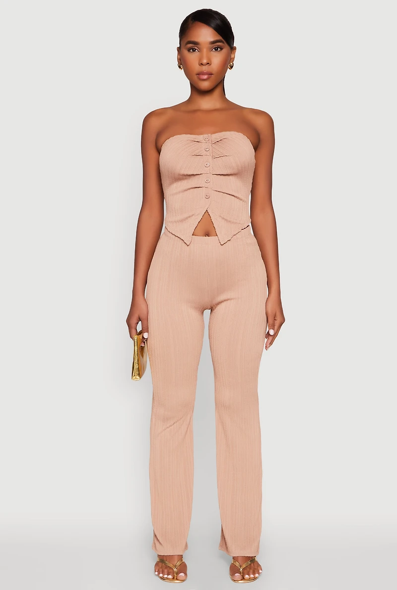 Ruched Textured Knit Tube Top