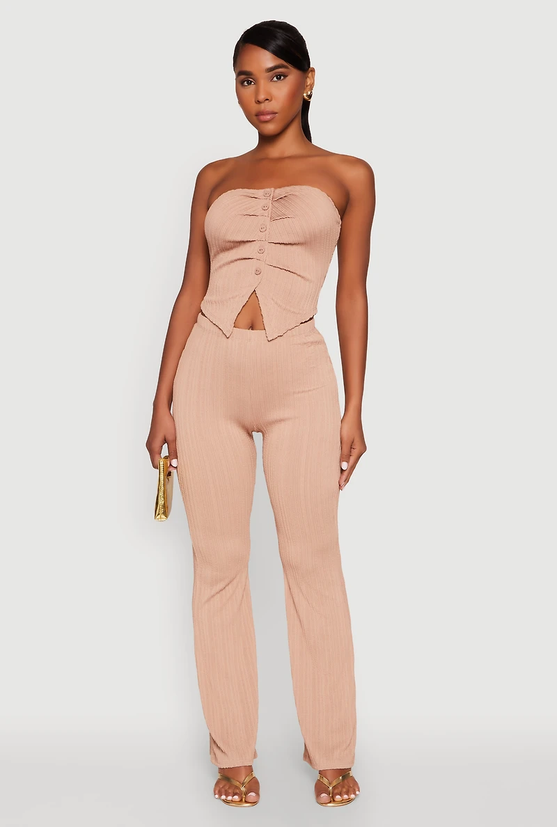 Womens Ruched Textured Knit Tube Top,
