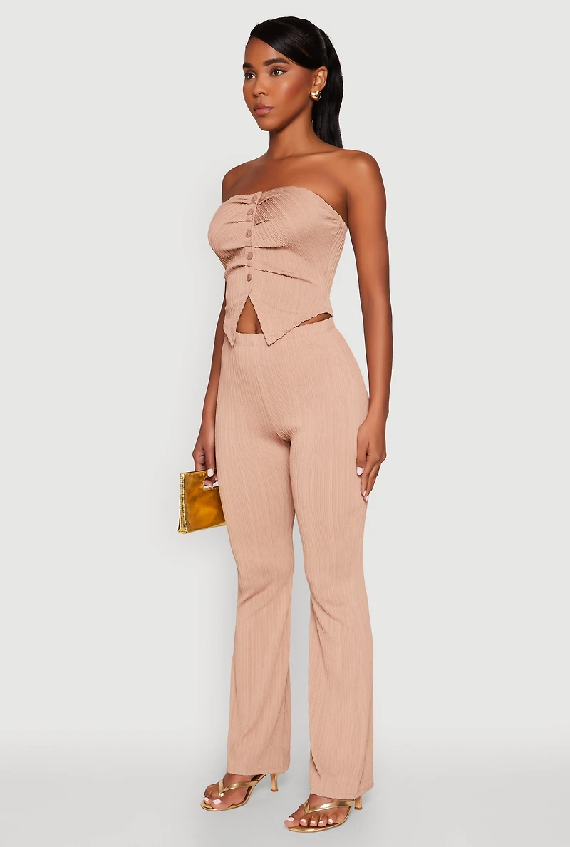 Womens Ruched Textured Knit Tube Top,