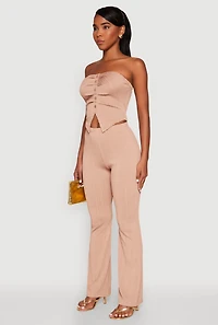 Womens Ruched Textured Knit Tube Top,