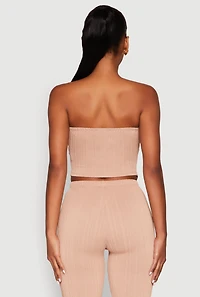 Womens Ruched Textured Knit Tube Top,