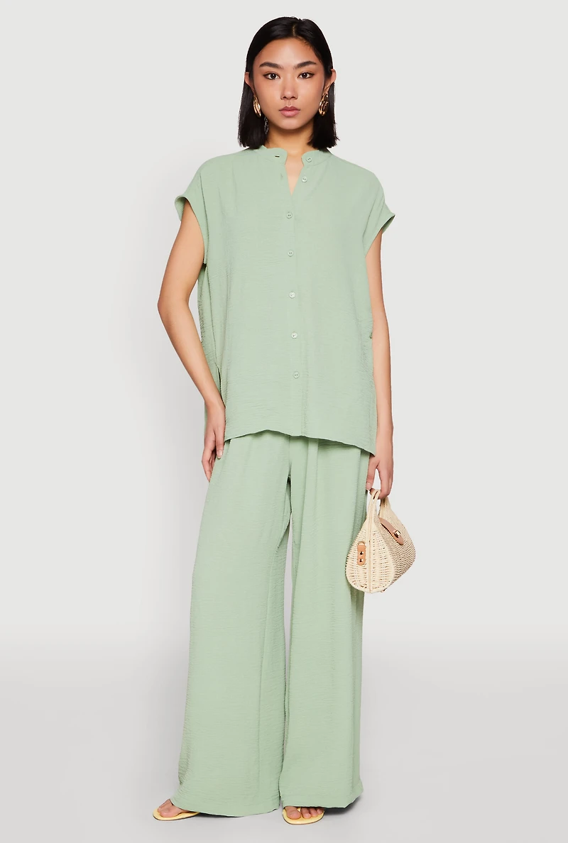 Airy Mandarin Collar Shirt