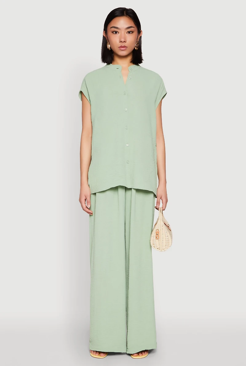 Airy Mandarin Collar Shirt