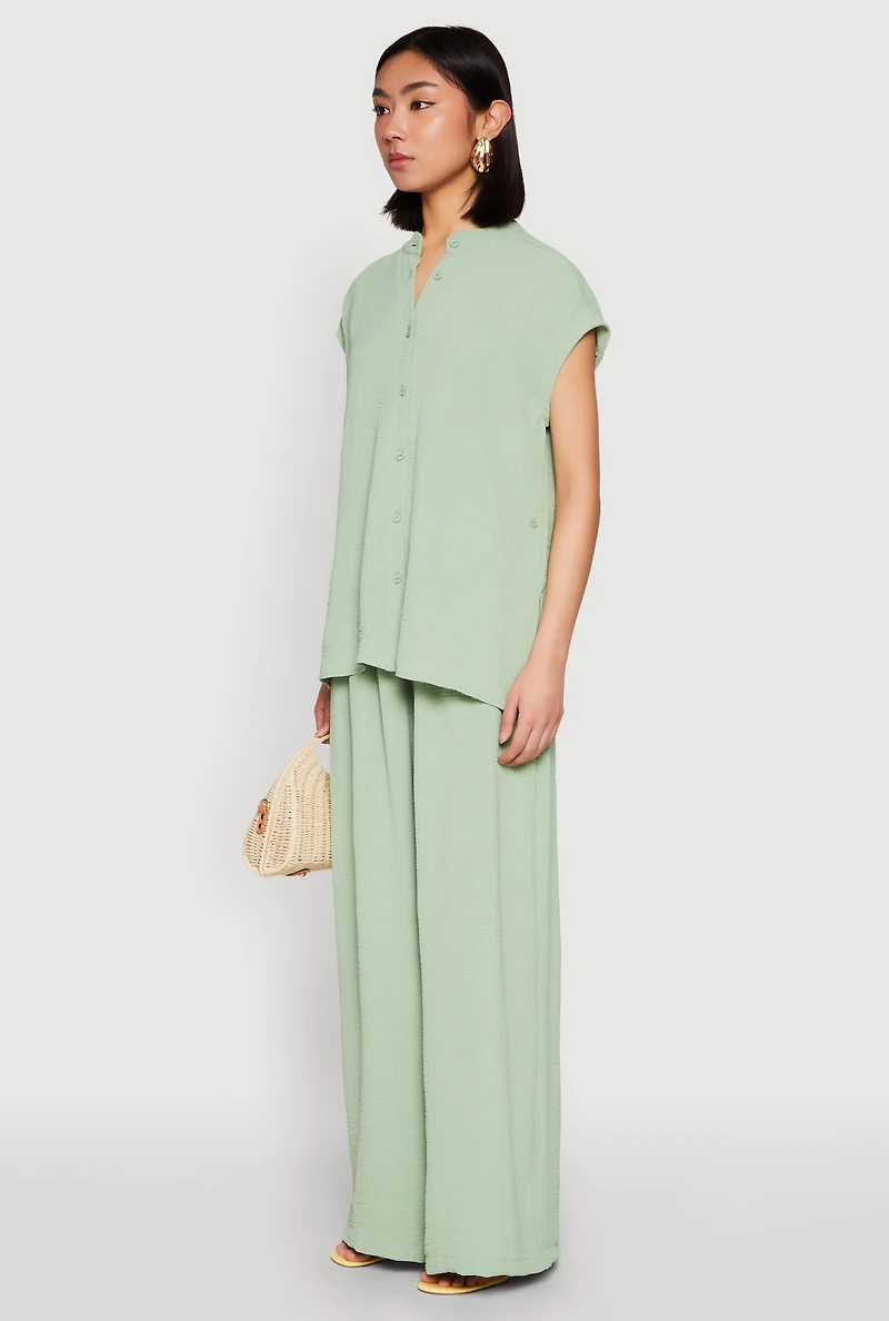 Airy Mandarin Collar Shirt