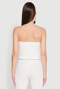 Womens Contrast Trim Cropped Tube Top, White,
