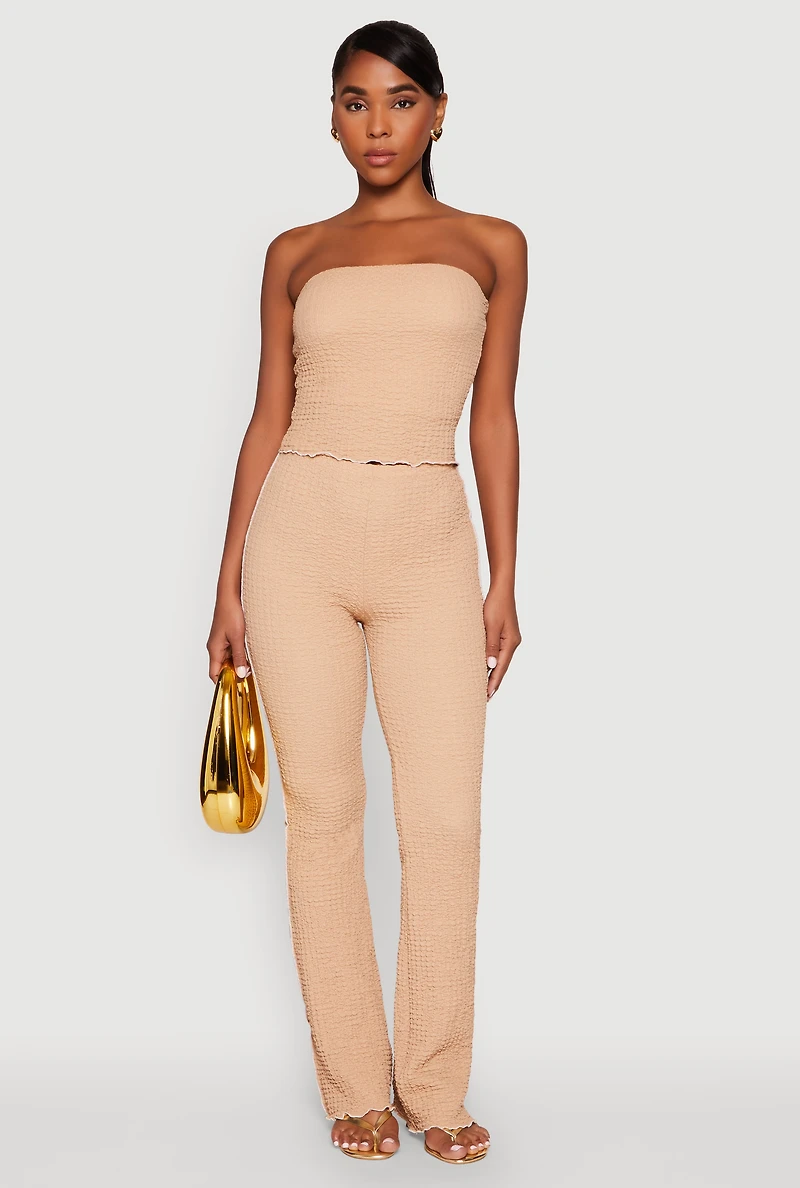 Womens Contrast Trim Cropped Tube Top,
