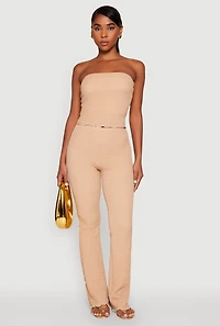 Womens Contrast Trim Cropped Tube Top,