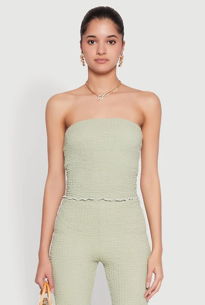 Womens Contrast Trim Cropped Tube Top,