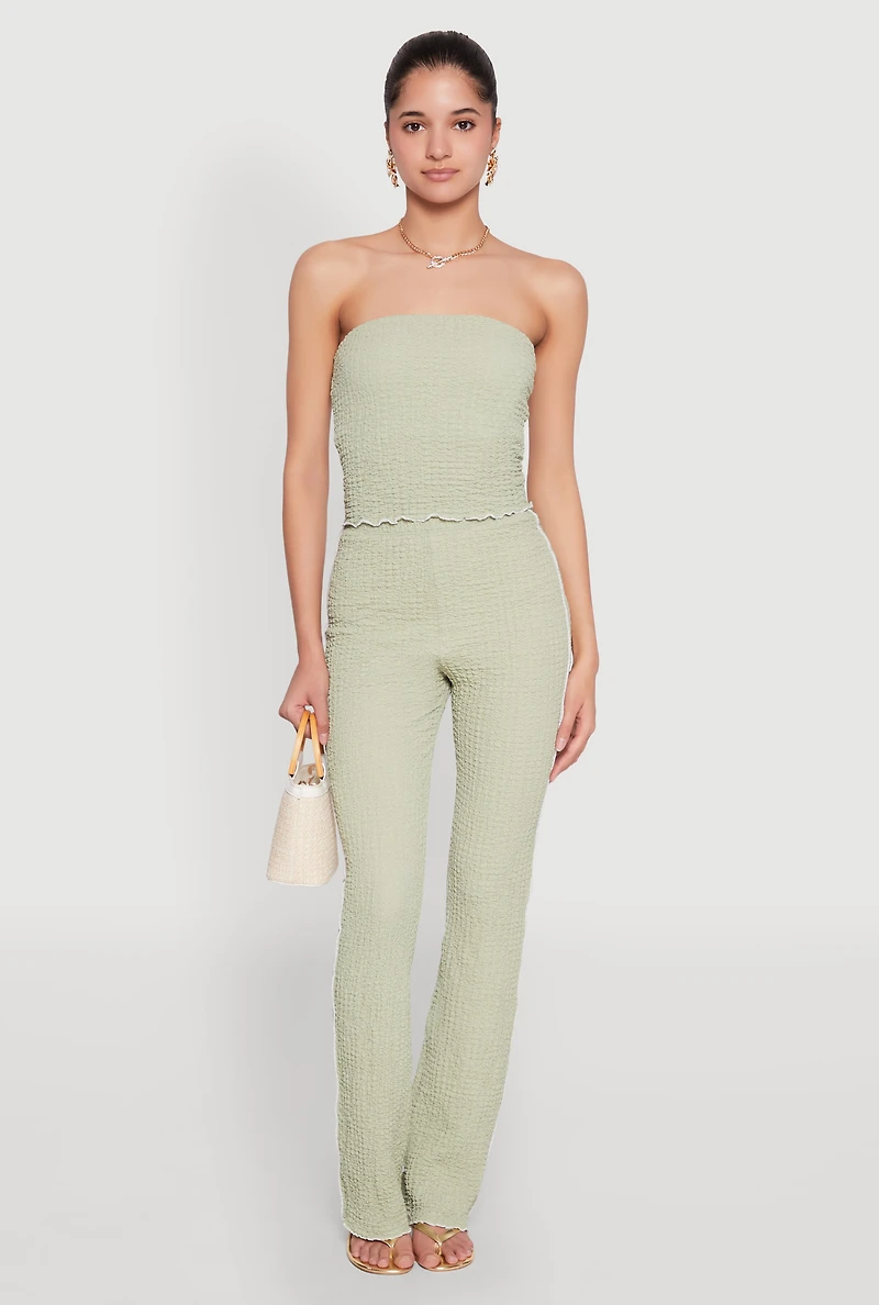 Womens Contrast Trim Cropped Tube Top, Green, Size M