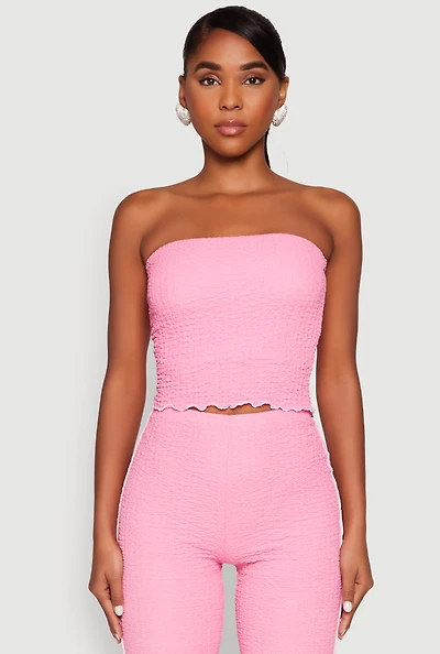 Womens Contrast Trim Cropped Tube Top,