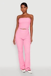 Womens Contrast Trim Cropped Tube Top, L