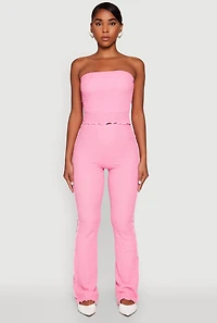 Womens Contrast Trim Cropped Tube Top, L