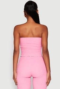 Womens Contrast Trim Cropped Tube Top, L