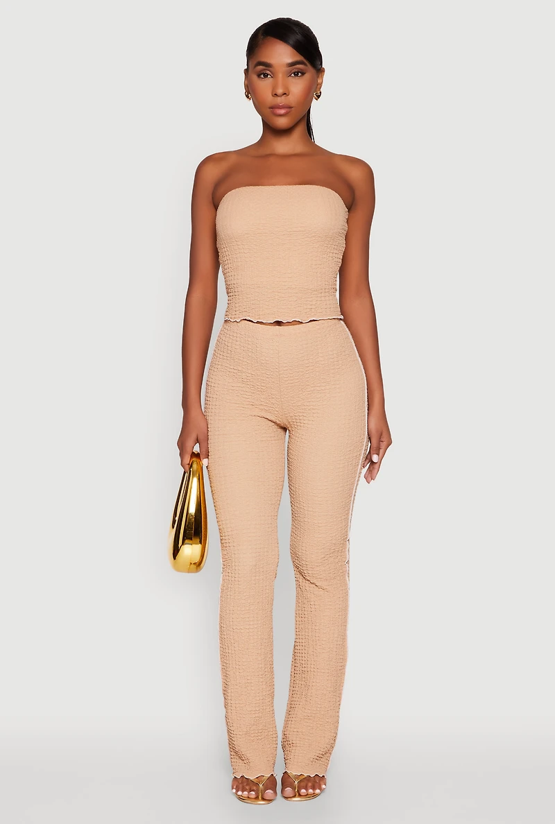 Womens High Waisted Contrast Trim Pants,