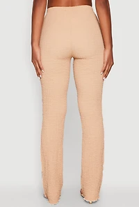 Womens High Waisted Contrast Trim Pants, Beige, Size S