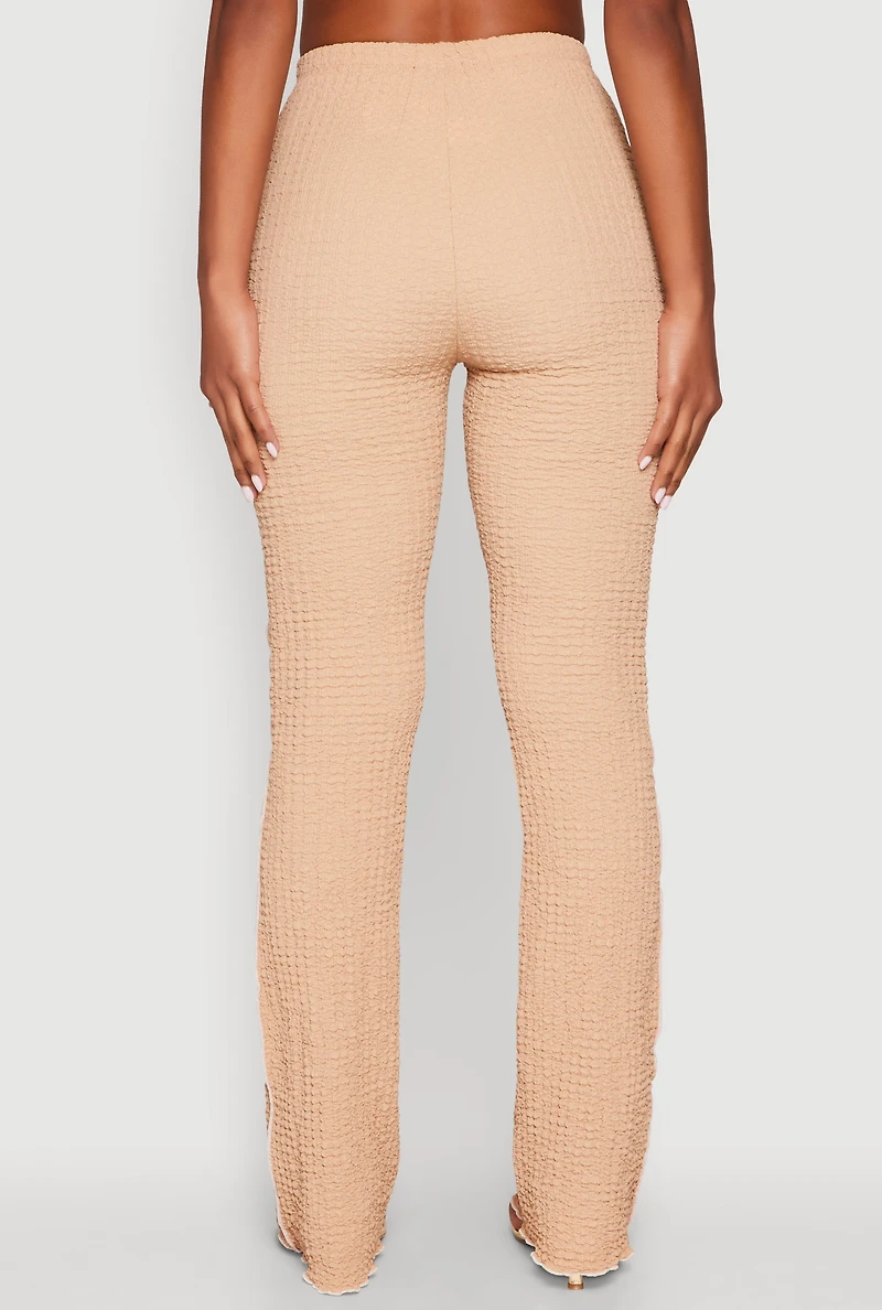 Womens High Waisted Contrast Trim Pants, Beige, Size M