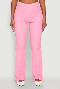 Womens High Waisted Contrast Trim Pants, Pink, Size L