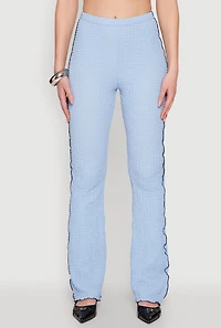 Womens High Waisted Contrast Trim Pants, Blue, Size M