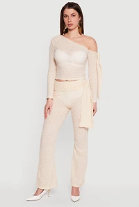 Textured Knit Asymmetrical Tie Sleeve Top