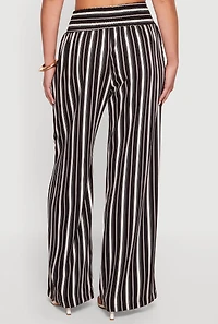 Smocked High Waisted Striped Palazzo Pants